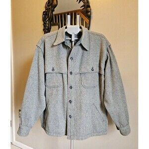 Vintage 90s Woolrich Shirt Jac Mens XXL 2XL Wool Jacket Gray Blue Chore USA Cape